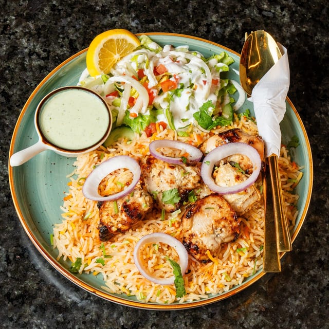 Malai Boti Kabob Entree.